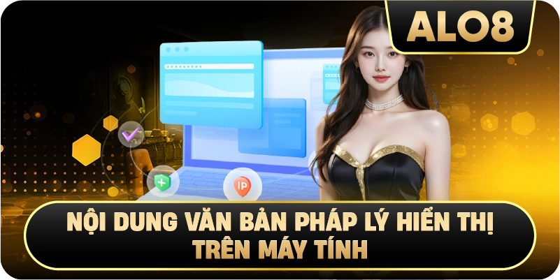 Nội dung văn bản pháp lý hiển thị trên máy tính